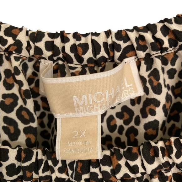 NWT Michael Kors Animal Print Flowy Tunic Top Size 2X - Picture 2 of 5